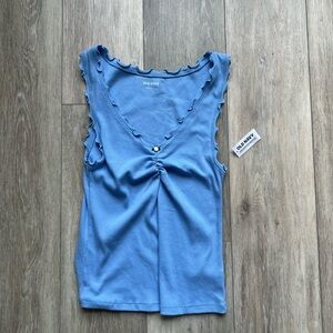 Old Navy Women's Blue Ruffle Tank Top